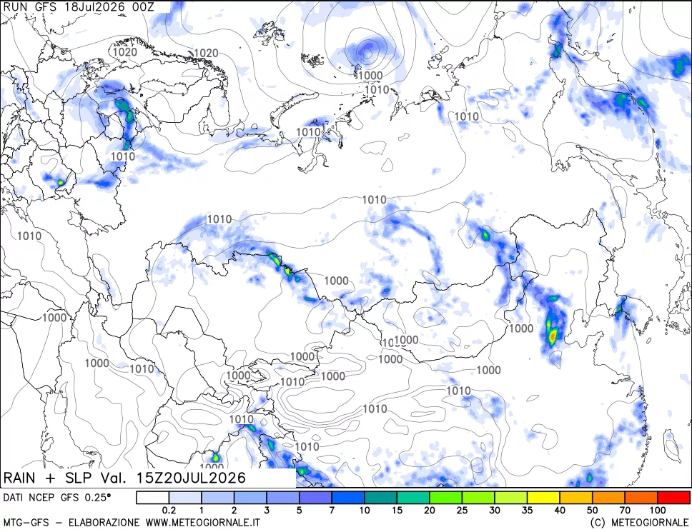 mappa Precipitazioni e pressione SLM