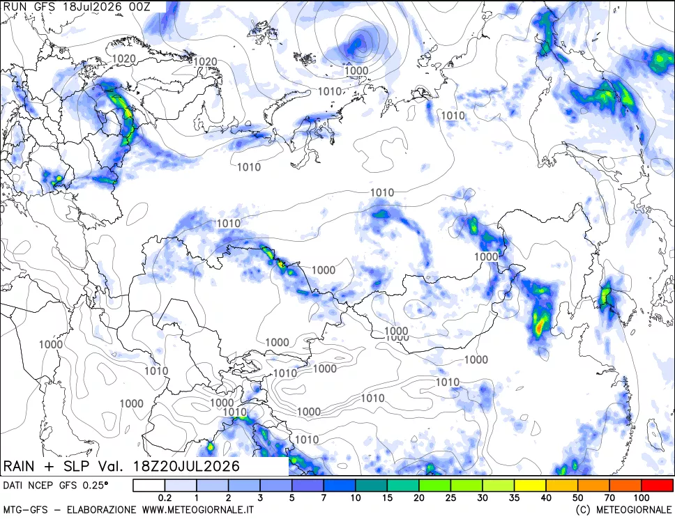 mappa Precipitazioni e pressione SLM