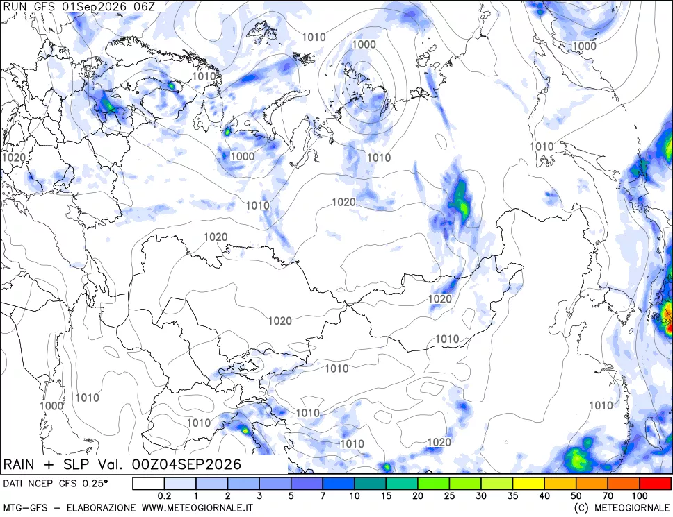 mappa Precipitazioni e pressione SLM