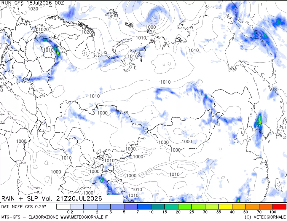 mappa Precipitazioni e pressione SLM