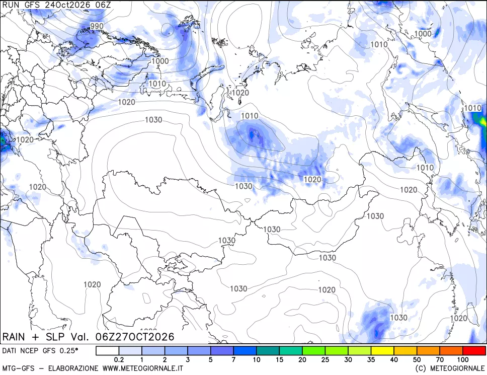 mappa Precipitazioni e pressione SLM