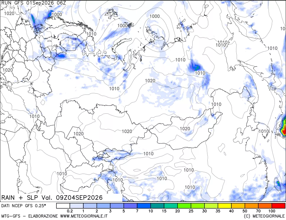 mappa Precipitazioni e pressione SLM
