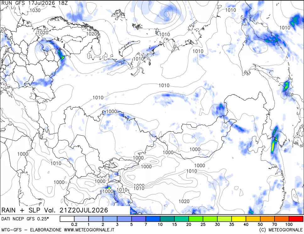 mappa Precipitazioni e pressione SLM