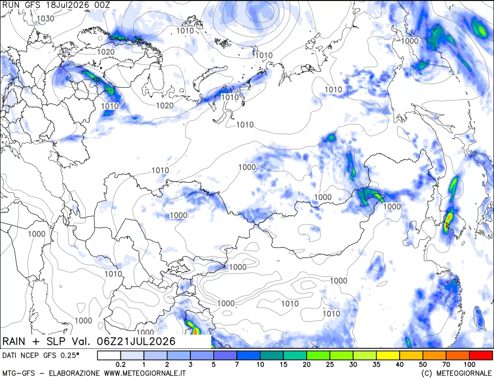 mappa Precipitazioni e pressione SLM