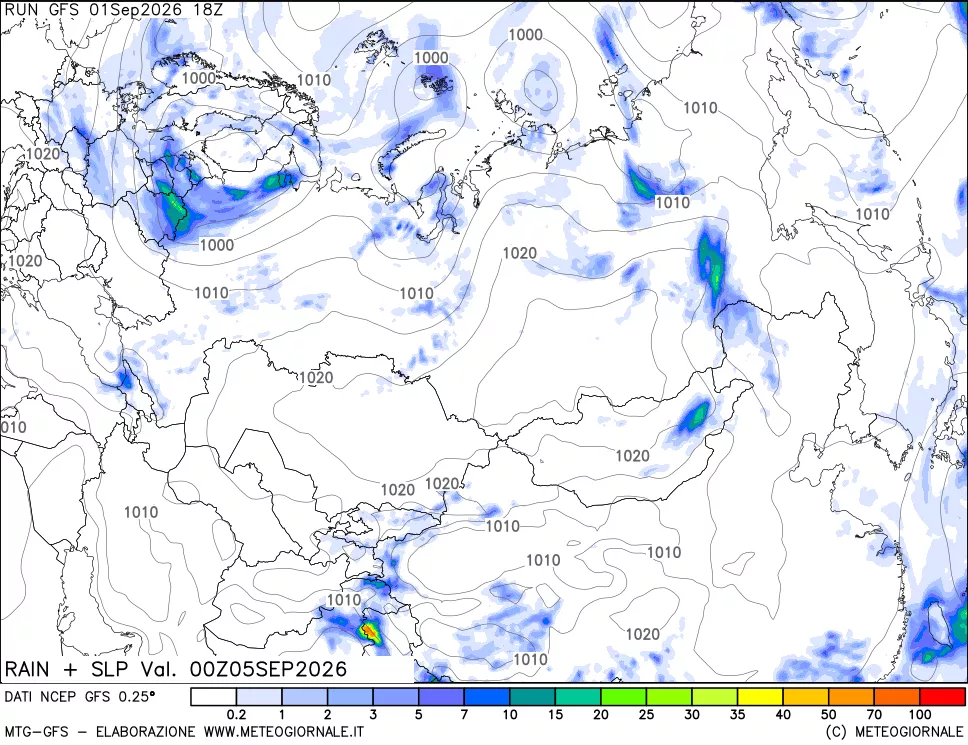 mappa Precipitazioni e pressione SLM