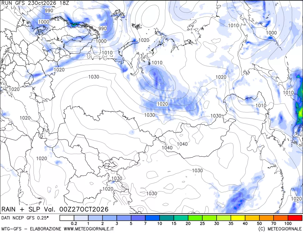 mappa Precipitazioni e pressione SLM