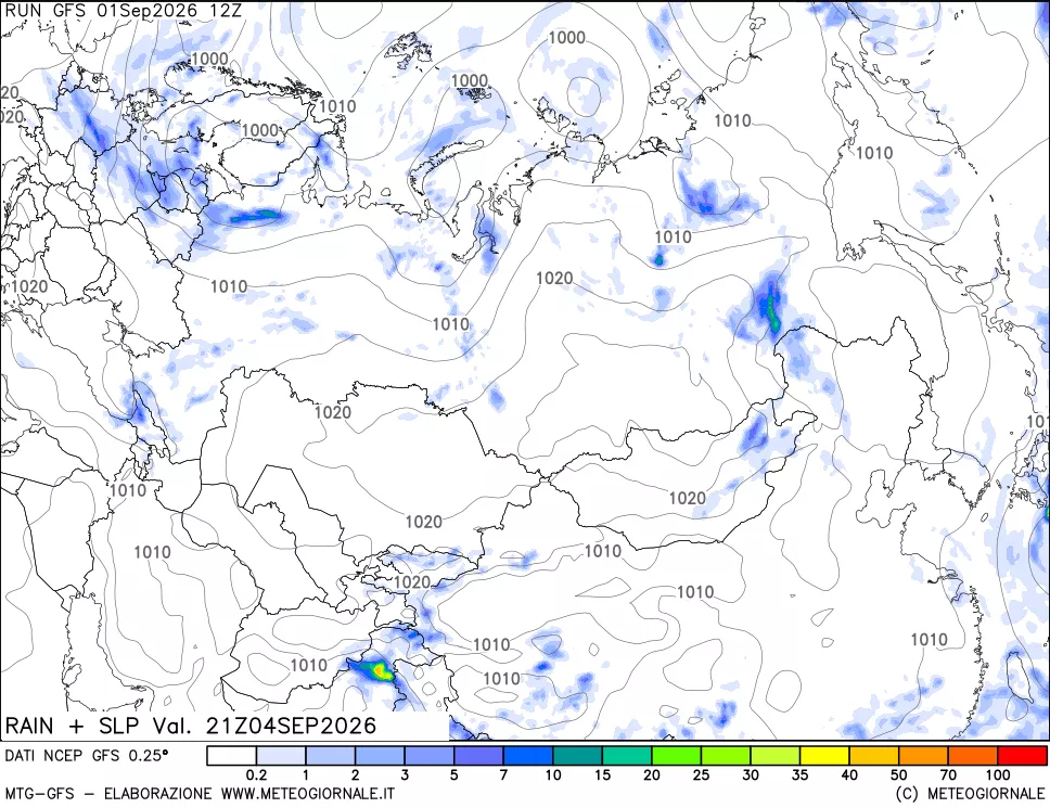 mappa Precipitazioni e pressione SLM