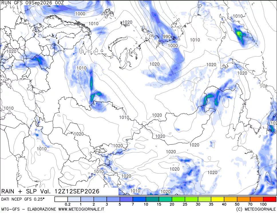 mappa Precipitazioni e pressione SLM
