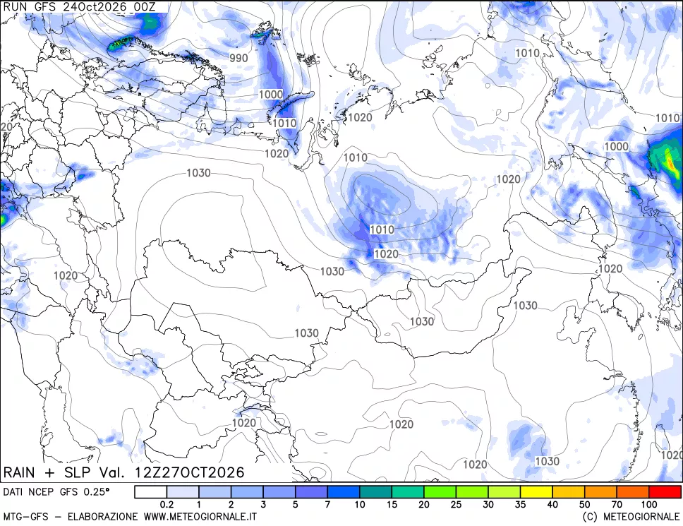 mappa Precipitazioni e pressione SLM