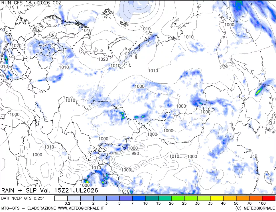 mappa Precipitazioni e pressione SLM