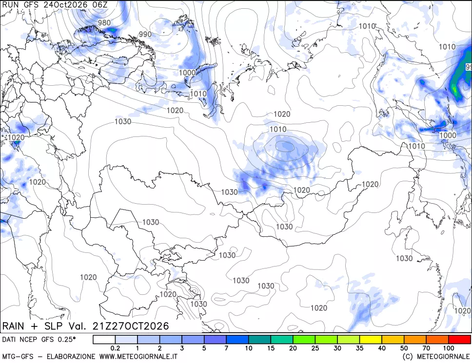 mappa Precipitazioni e pressione SLM