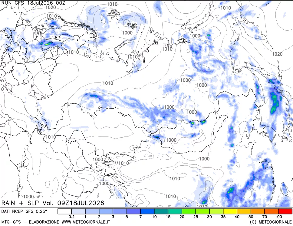mappa Precipitazioni e pressione SLM