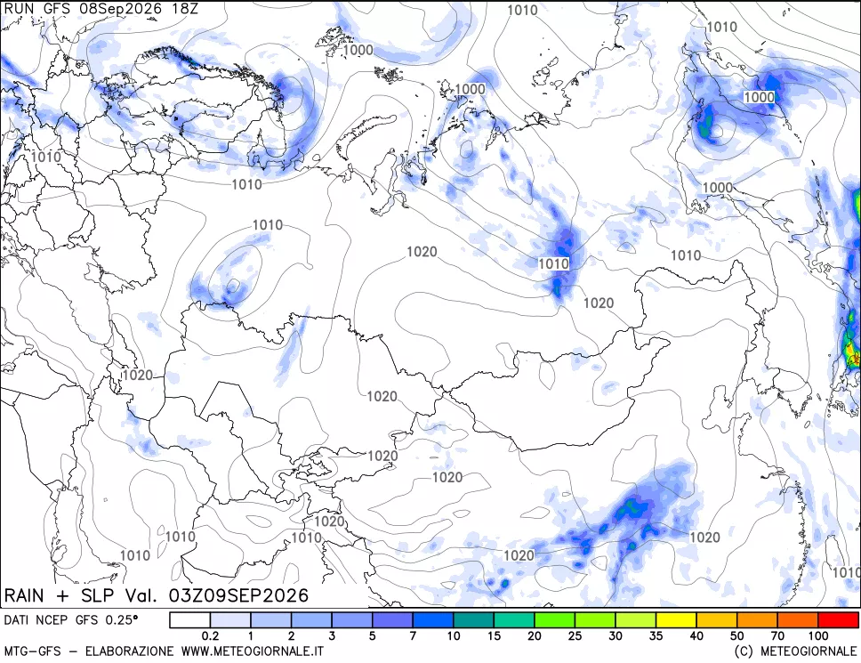 mappa Precipitazioni e pressione SLM
