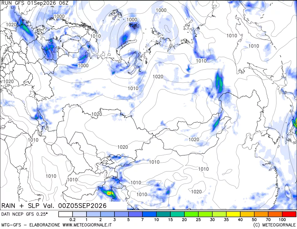 mappa Precipitazioni e pressione SLM