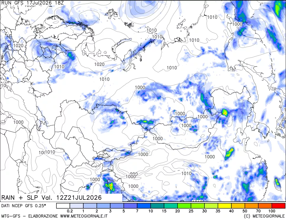 mappa Precipitazioni e pressione SLM