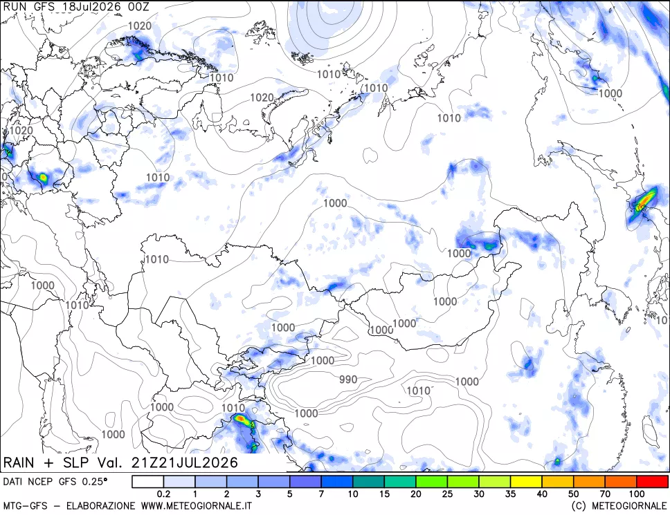 mappa Precipitazioni e pressione SLM