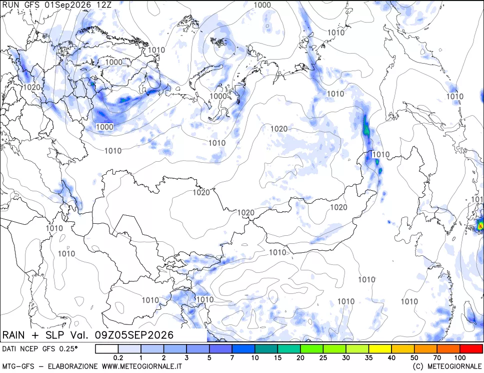 mappa Precipitazioni e pressione SLM