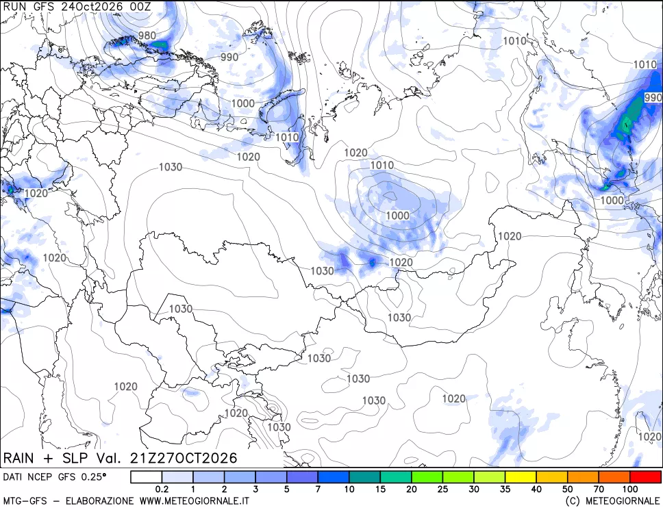 mappa Precipitazioni e pressione SLM