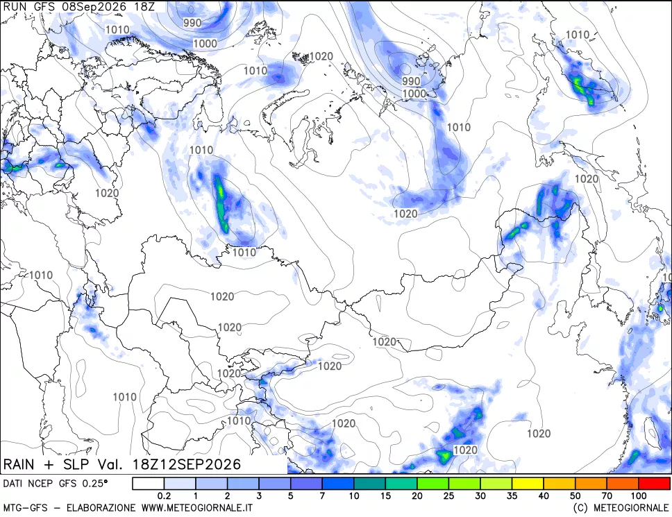 mappa Precipitazioni e pressione SLM