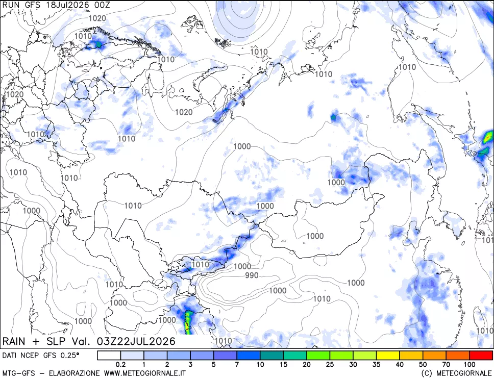 mappa Precipitazioni e pressione SLM