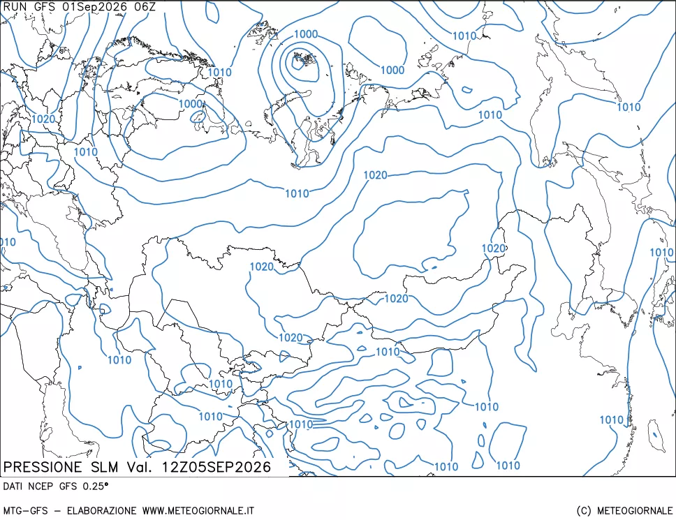 mappa Pressione sul livello del mare