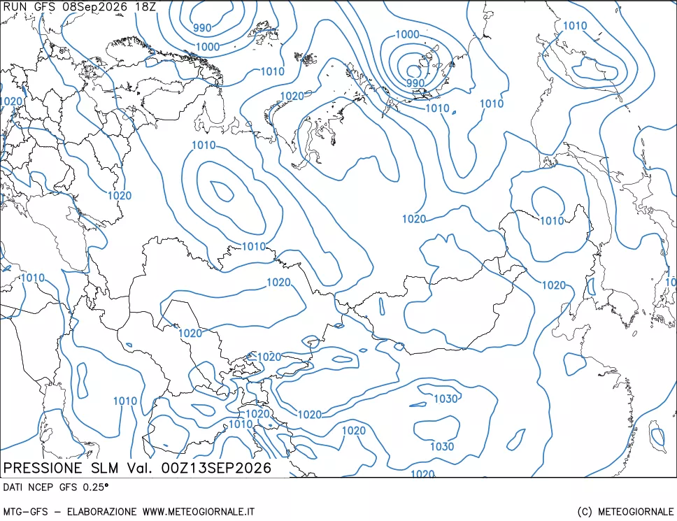 mappa Pressione sul livello del mare
