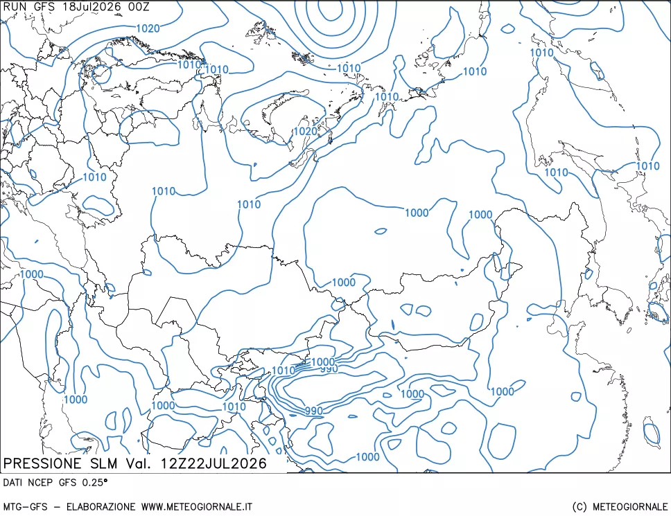 mappa Pressione sul livello del mare