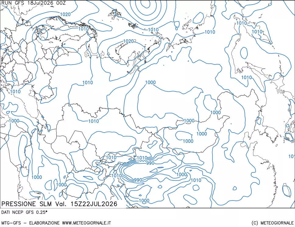 mappa Pressione sul livello del mare
