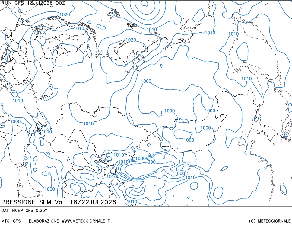 mappa Pressione sul livello del mare