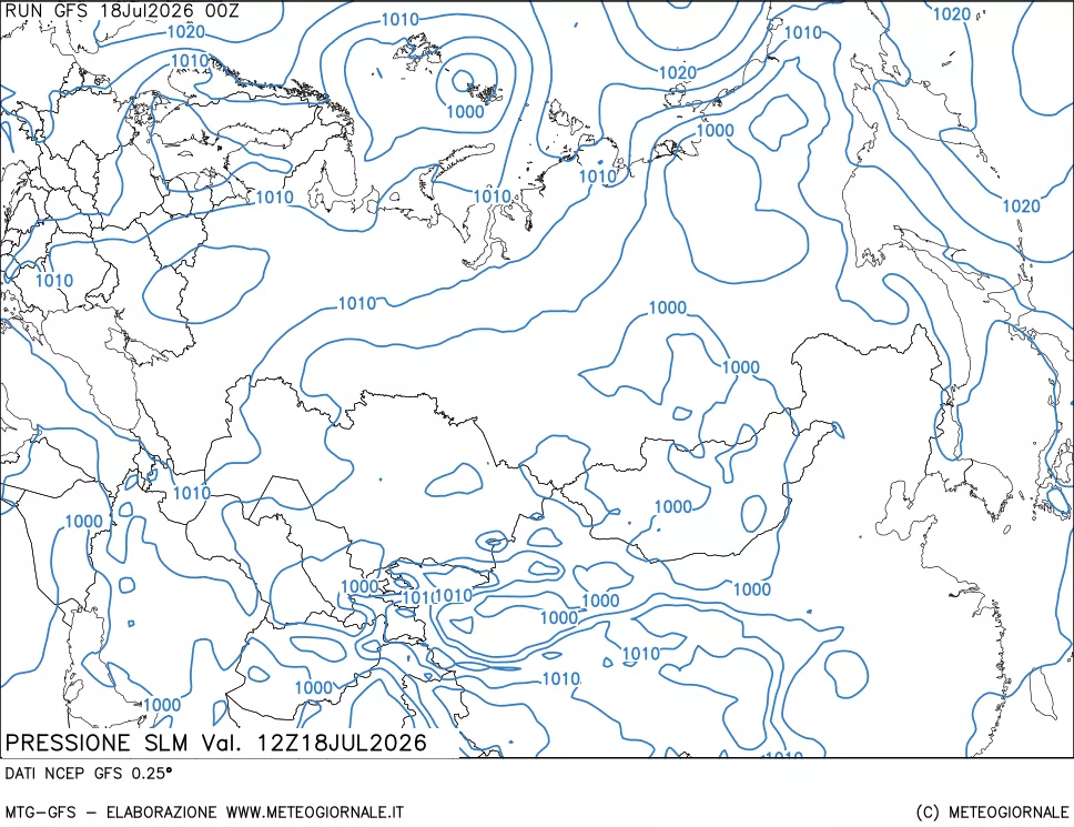 mappa Pressione sul livello del mare