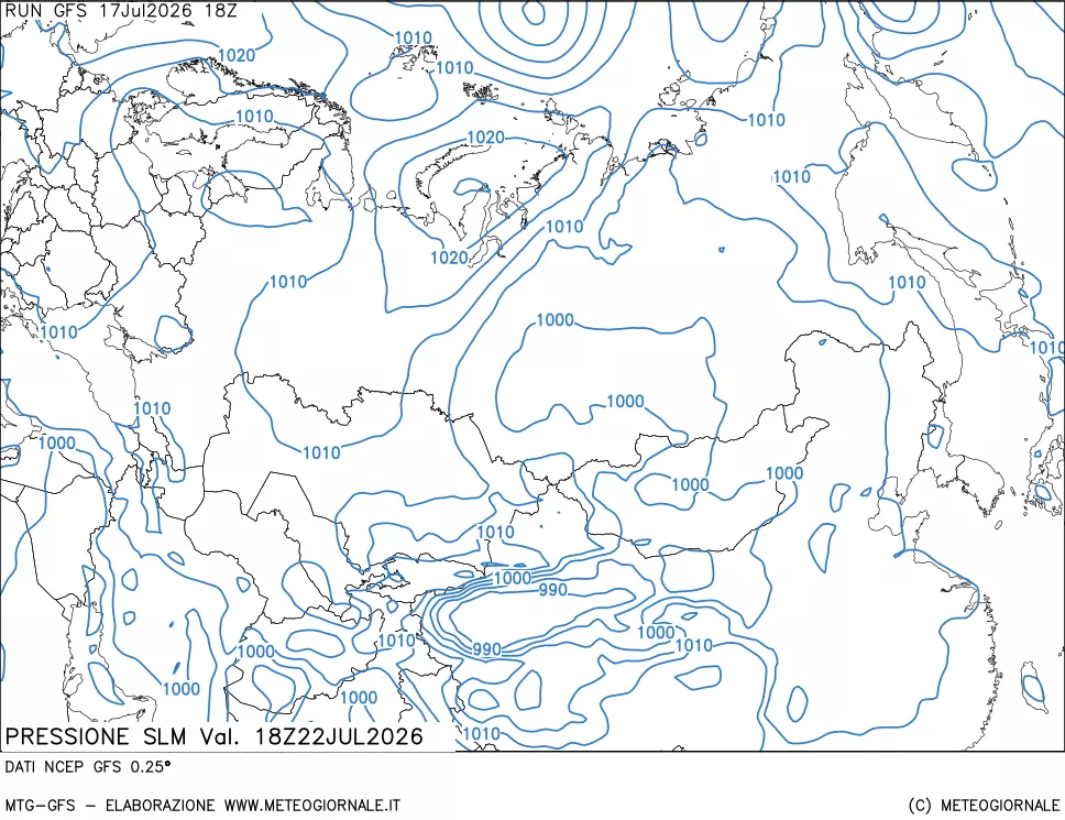 mappa Pressione sul livello del mare