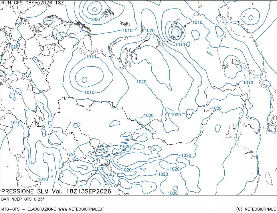 mappa Pressione sul livello del mare
