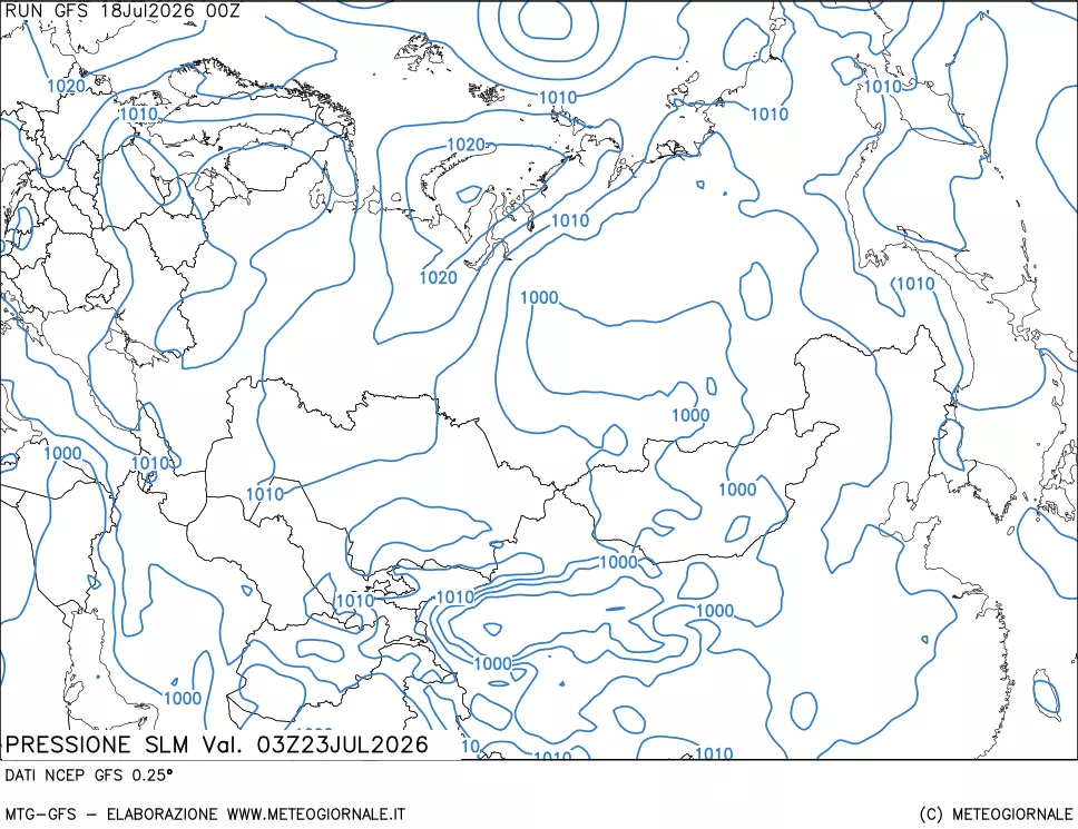 mappa Pressione sul livello del mare