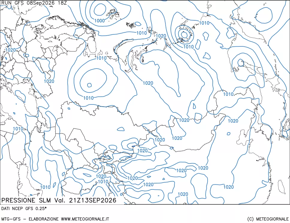 mappa Pressione sul livello del mare