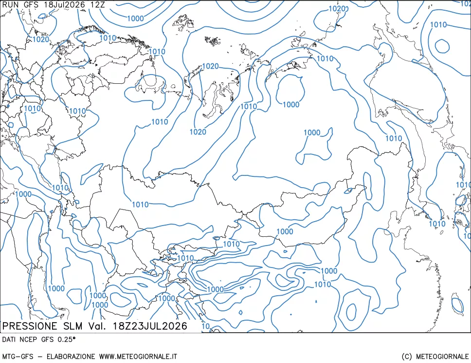 mappa Pressione sul livello del mare