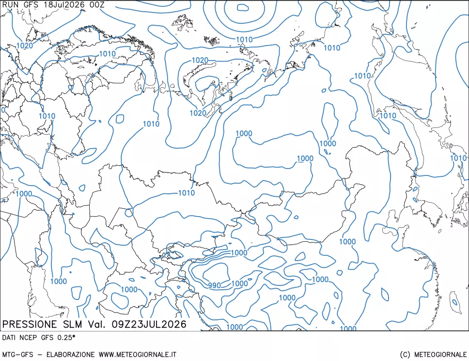 mappa Pressione sul livello del mare