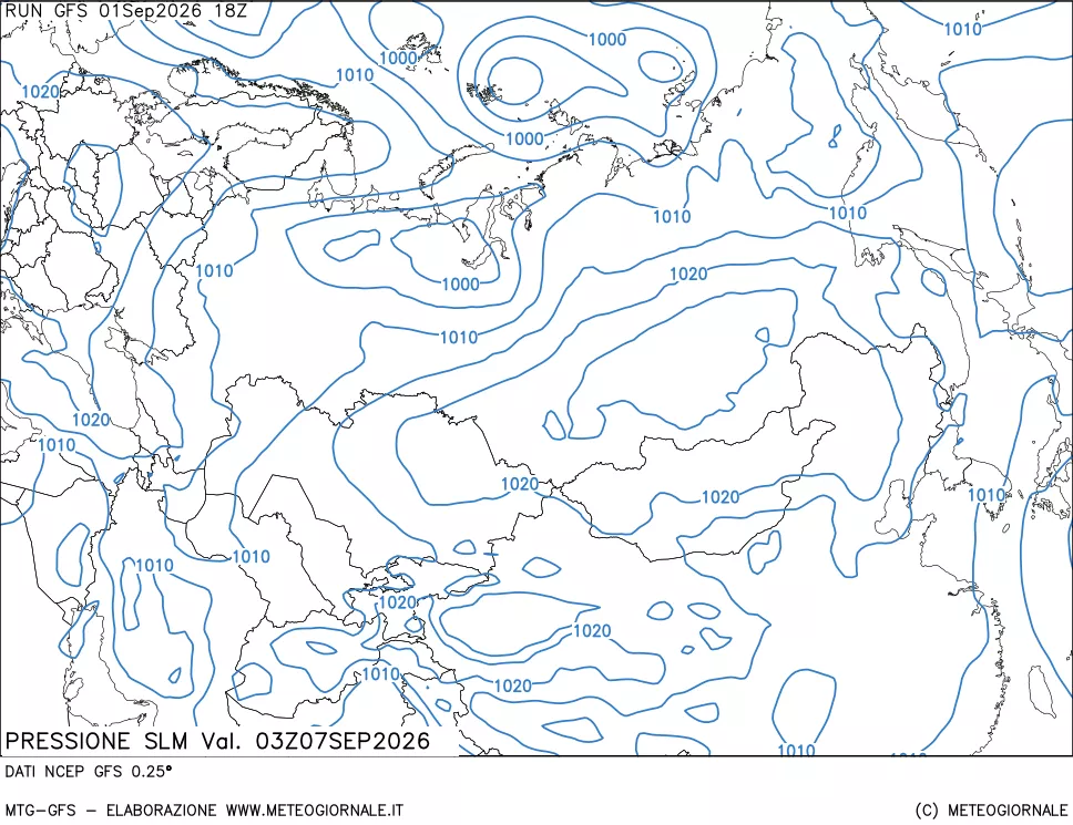 mappa Pressione sul livello del mare