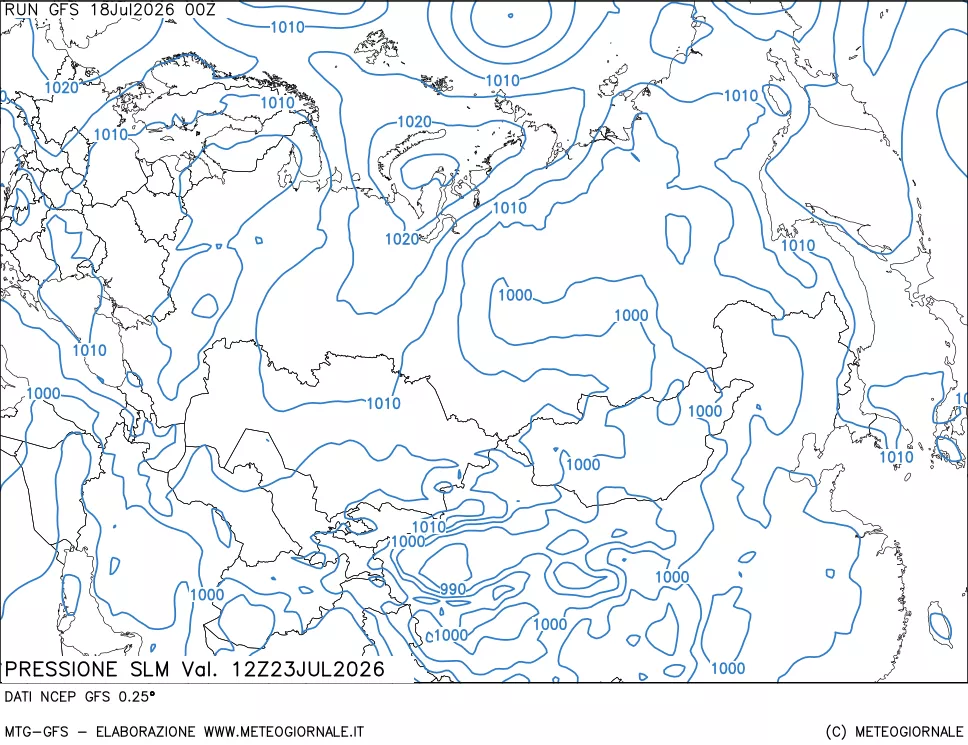 mappa Pressione sul livello del mare