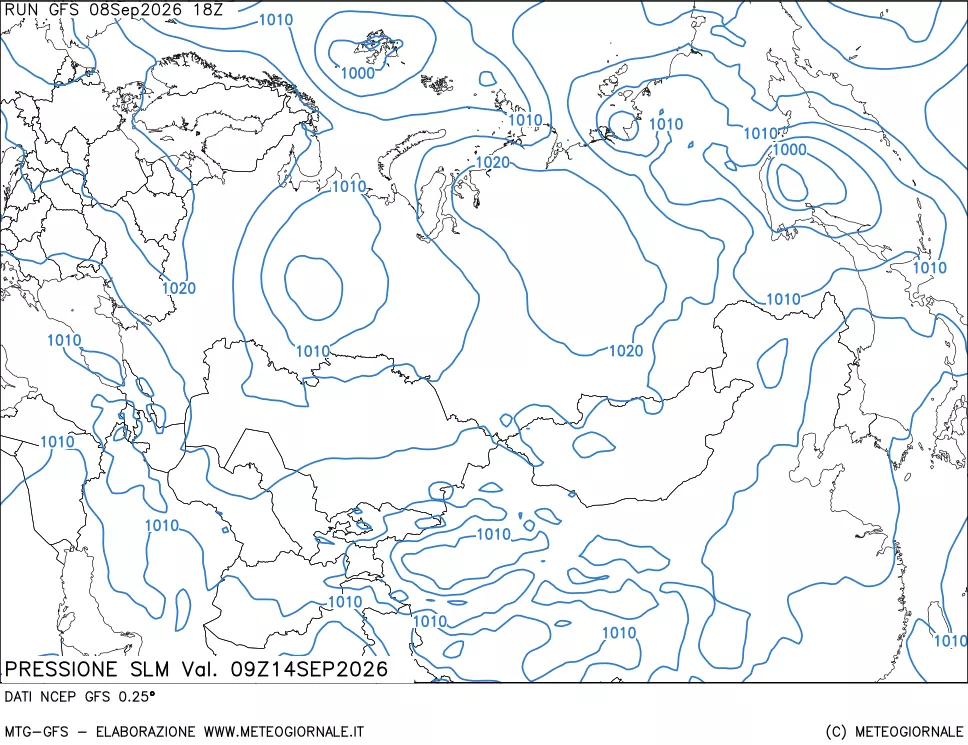 mappa Pressione sul livello del mare