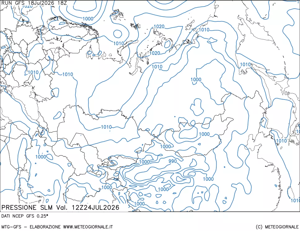 mappa Pressione sul livello del mare