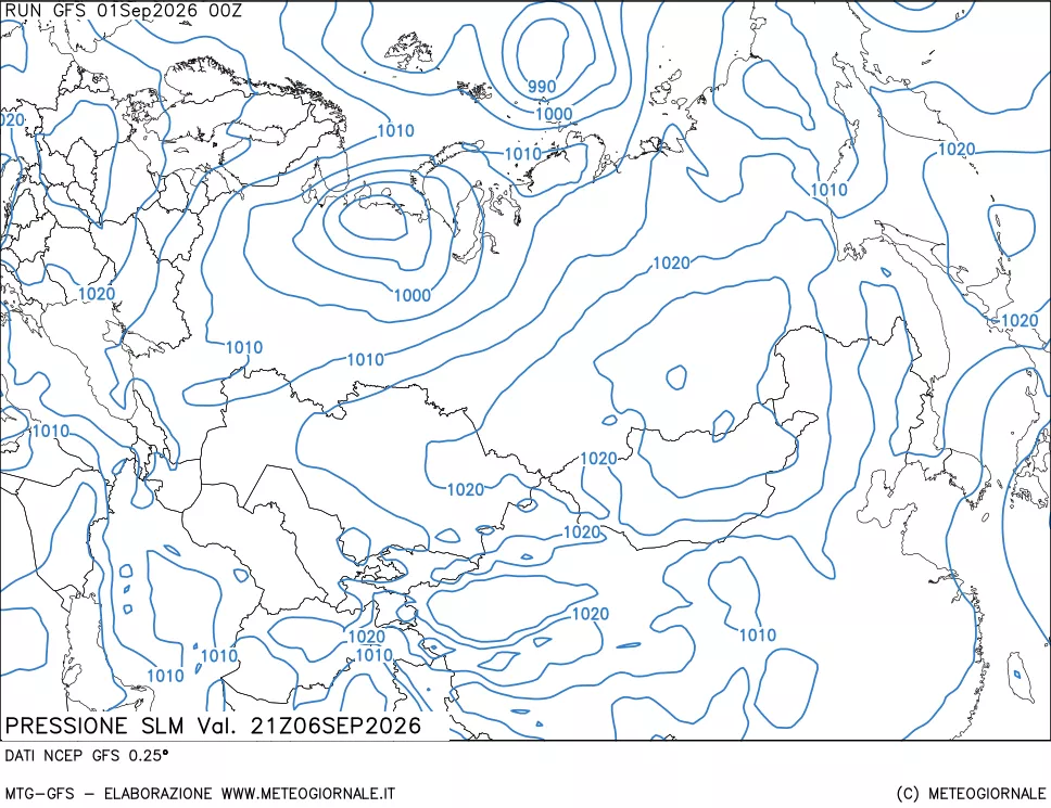 mappa Pressione sul livello del mare
