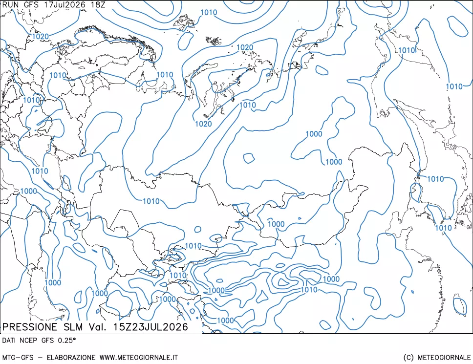 mappa Pressione sul livello del mare