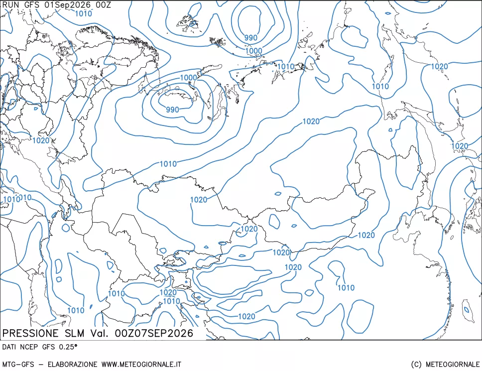 mappa Pressione sul livello del mare