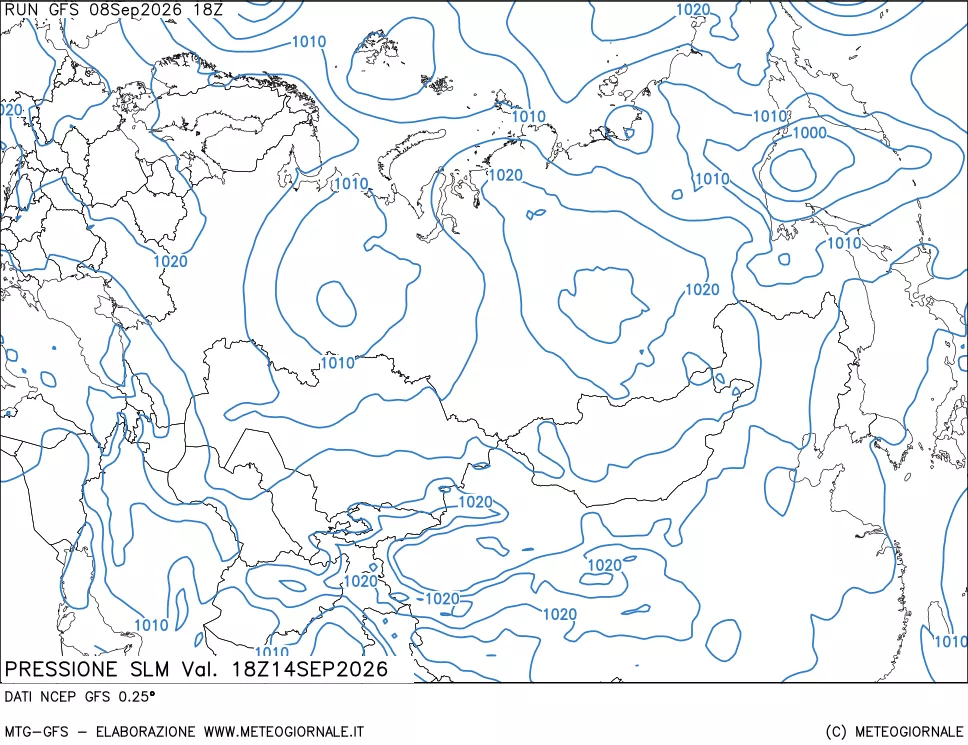 mappa Pressione sul livello del mare