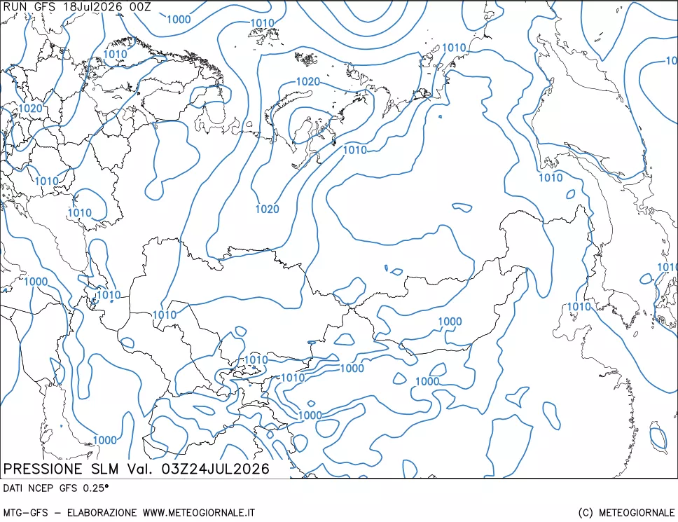 mappa Pressione sul livello del mare