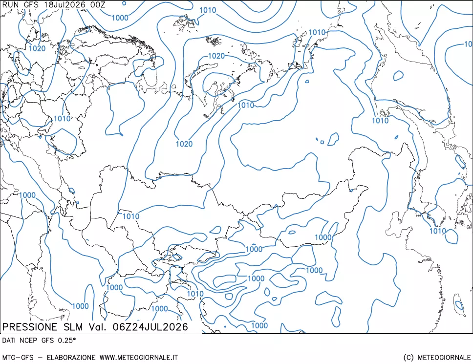 mappa Pressione sul livello del mare