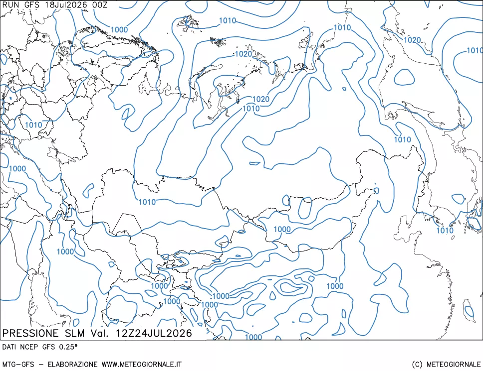 mappa Pressione sul livello del mare