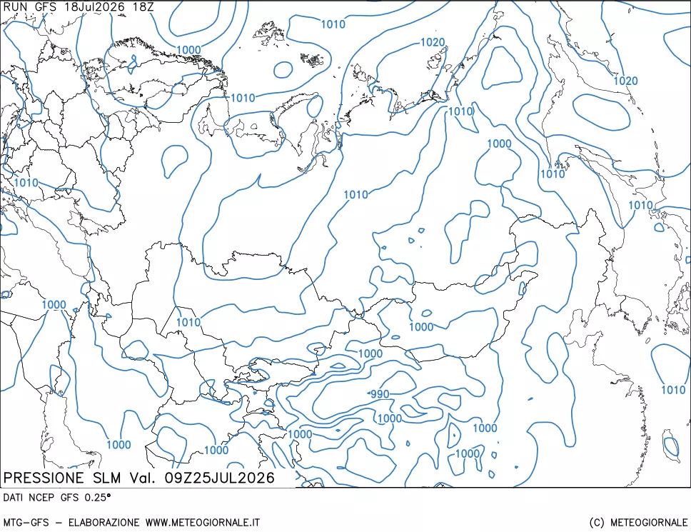 mappa Pressione sul livello del mare