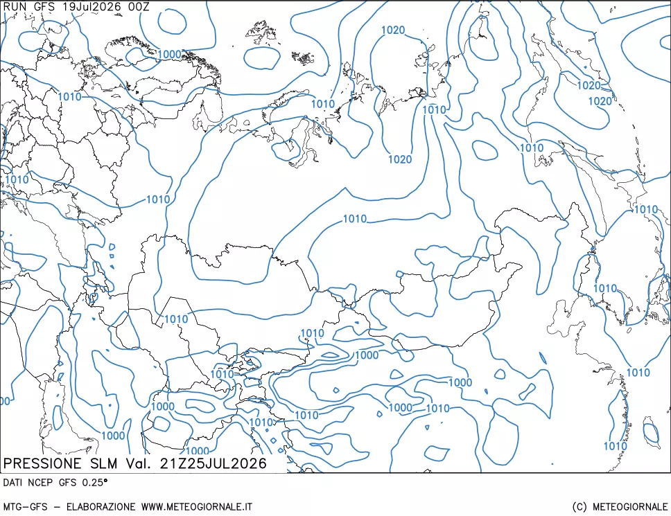 mappa Pressione sul livello del mare