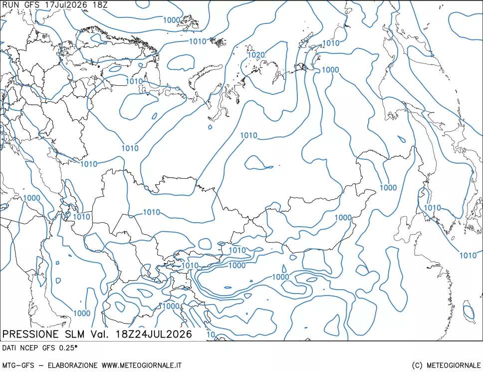 mappa Pressione sul livello del mare